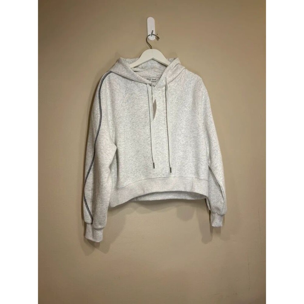 New Davi & Dani Womens SM Heather White Crop Hoodie Athleisure Cozy Comfort